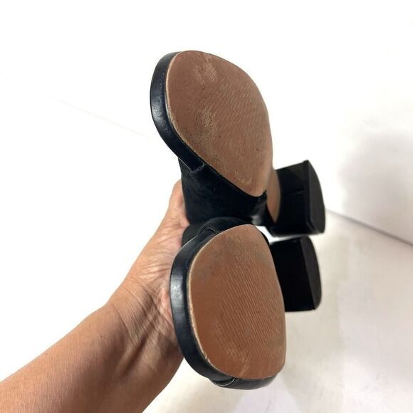 Clarks Cushion Womens Sz 9 M Comfort Casual Sandals Black Suede Leather Open Toe - Picture 7 of 11